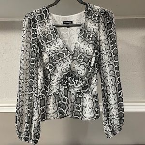 Express Snakeskin Print Peplum Blouse